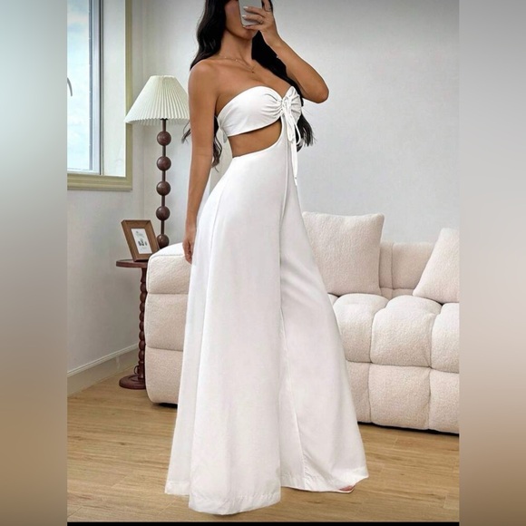 SHEIN Pants - NWOT SHEIN White Strapless Jumpsuit
